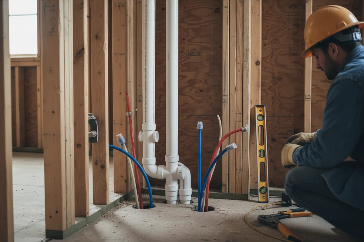 Drain and supply rough-in during Leak Detection in Jackhorn