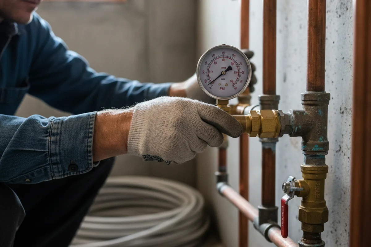 Pressure testing a repaired line during Water Line Repair in Jackhorn